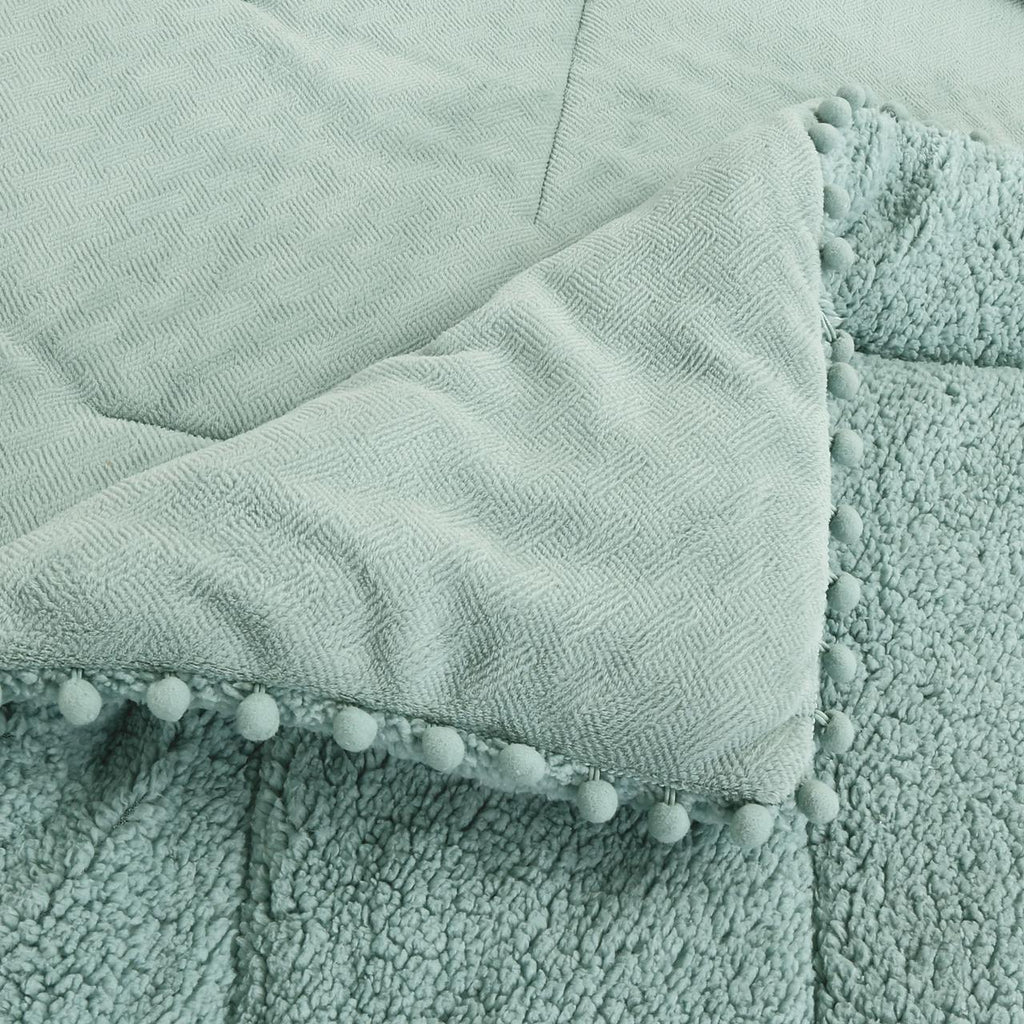 Cubrecamas  pom pom 2 plazas   polar con chiporro