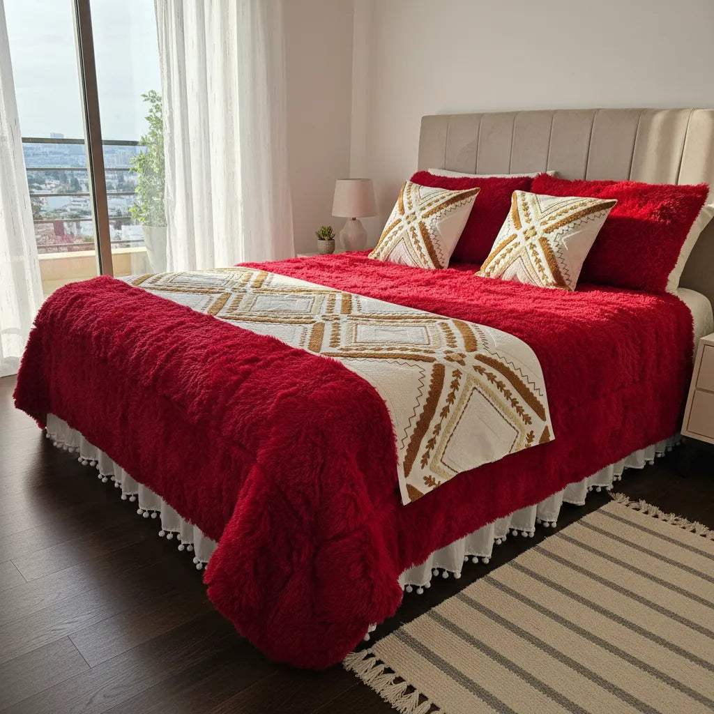 Cubrecama Sherpa 2 Plazas Rojo | Extra Suave