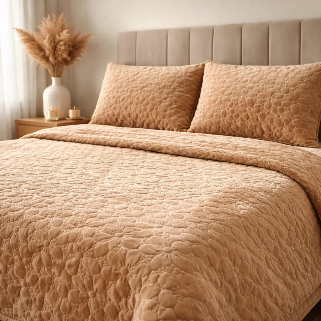 Cubrecama Terciopelo  Camel | Suave, Elegante y Abrigador