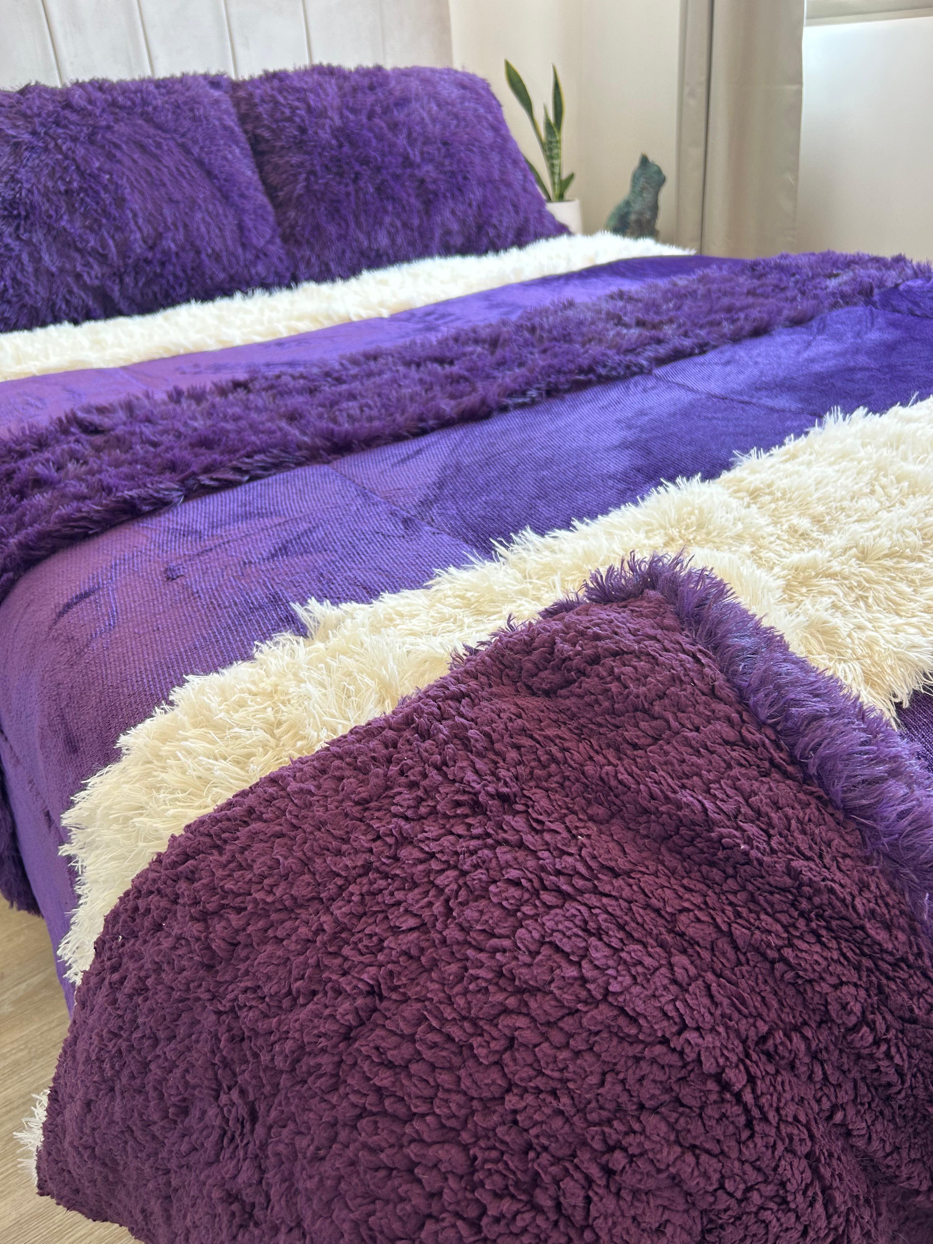 Cubrecama Reversible Polar/chiporro morado, 2 Plazas