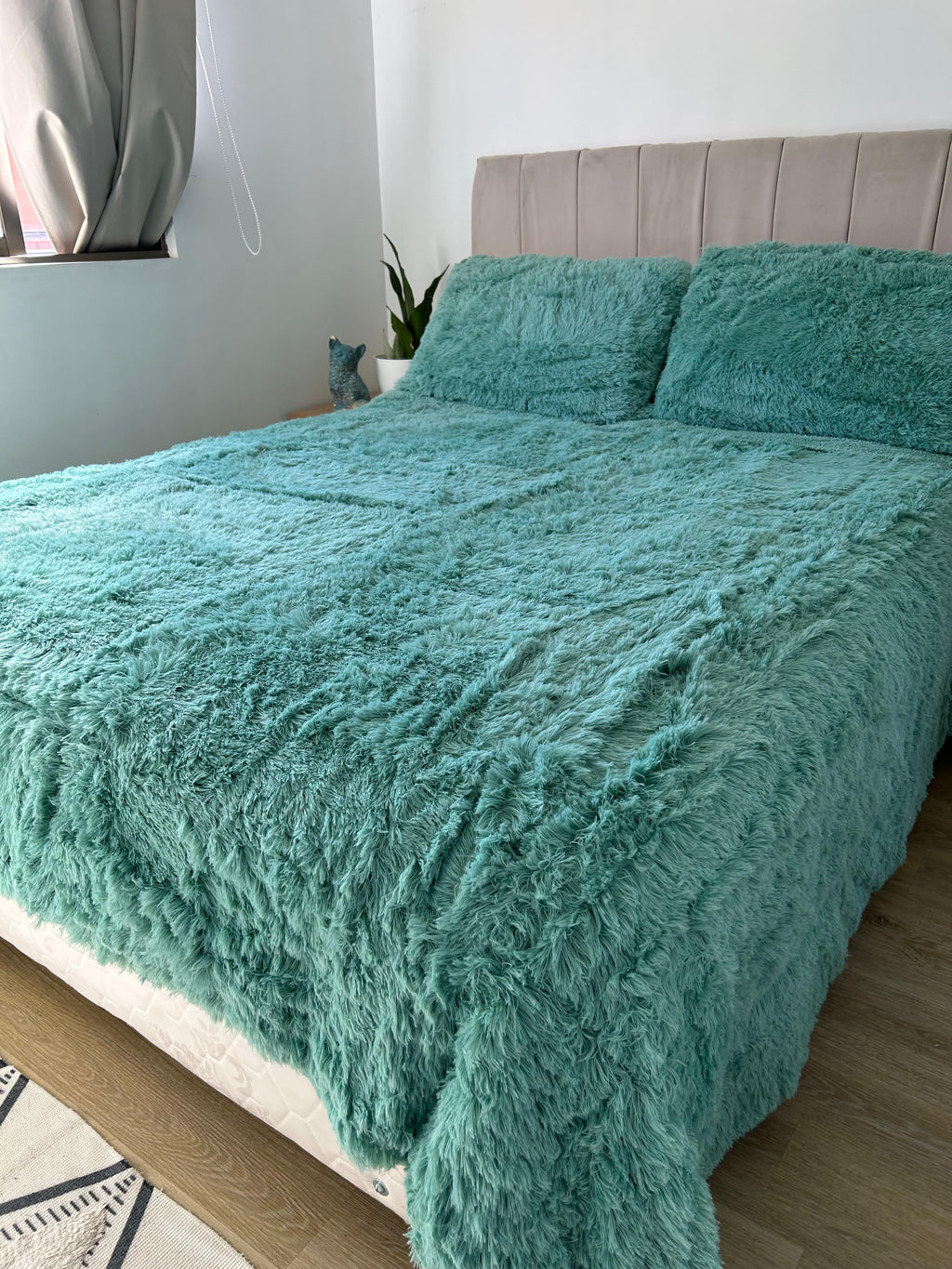 Cubrecama Sherpa 2 Plazas verde agua | Extra Suave