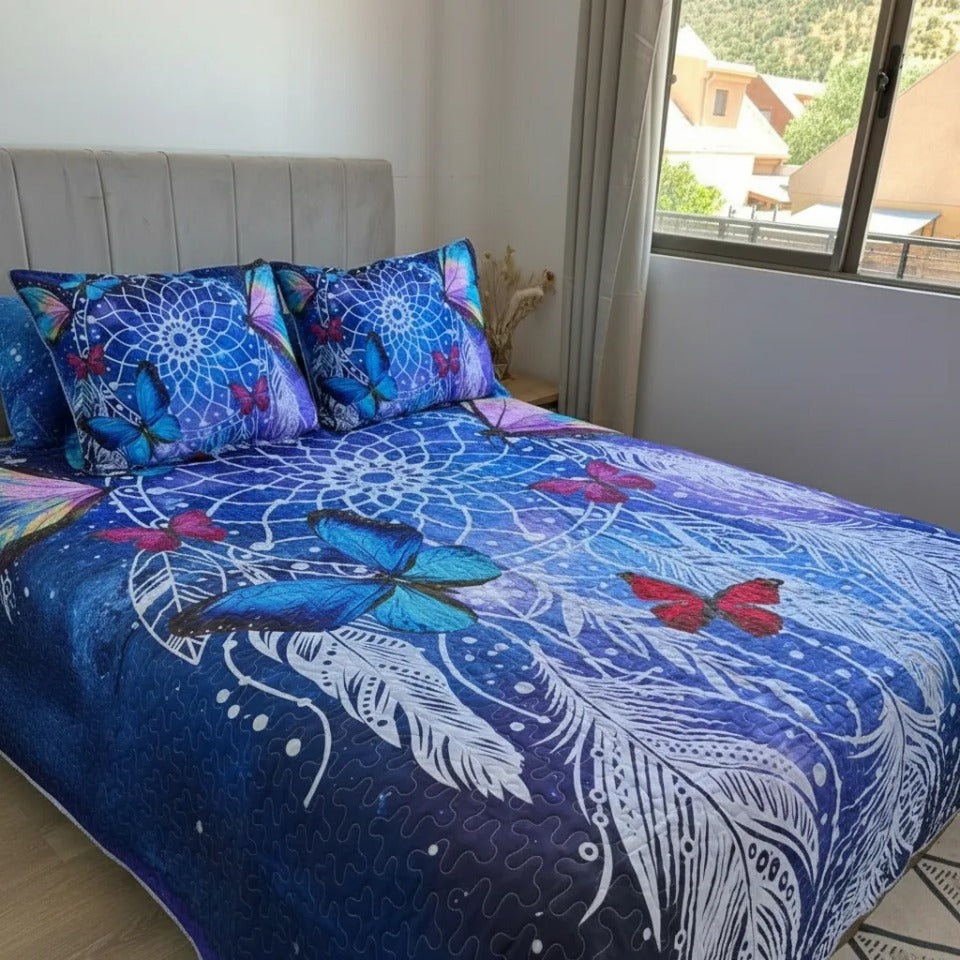 Cubrecama De Verano 2 Plazas Diseño Atrapasueños mariposa