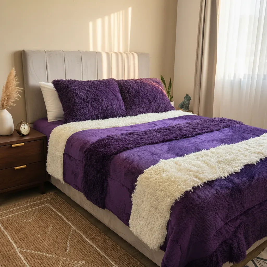 Cubrecama Reversible Polar/chiporro morado, 2 Plazas
