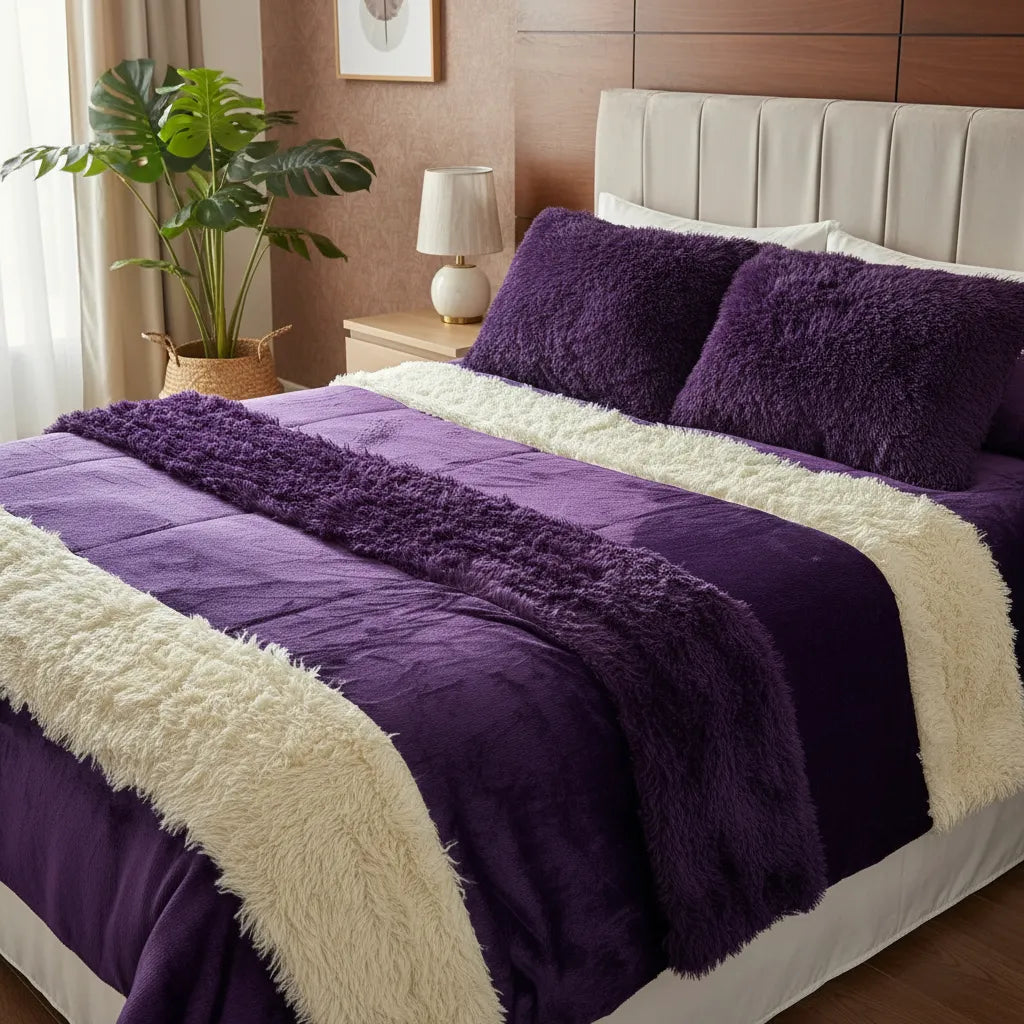 Cubrecama Reversible Polar/chiporro morado, 2 Plazas