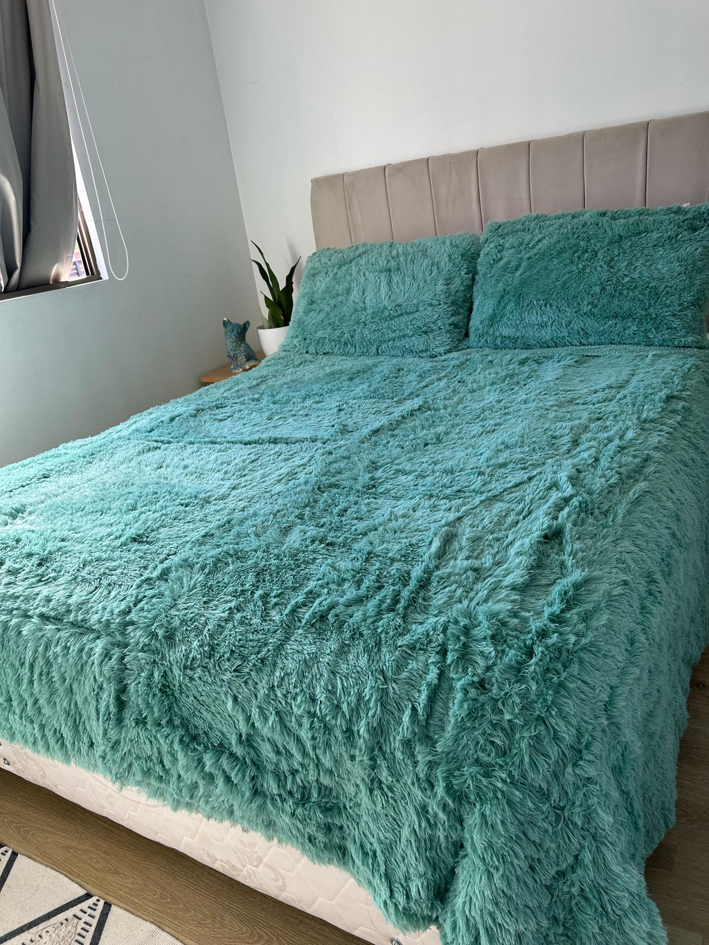 Cubrecama Sherpa 2 Plazas verde agua | Extra Suave
