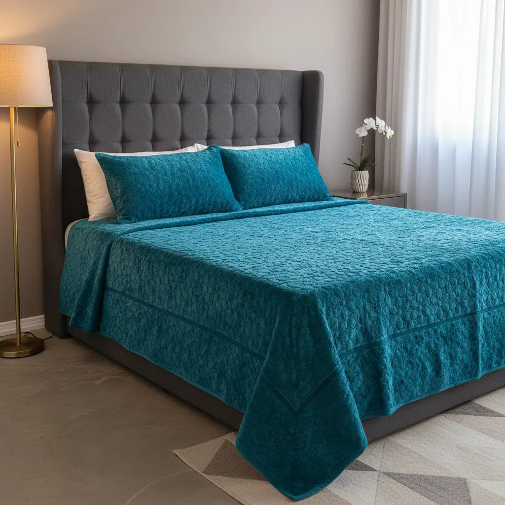 Cubrecama Terciopelo  Turquesa | Suave, Elegante y Abrigador