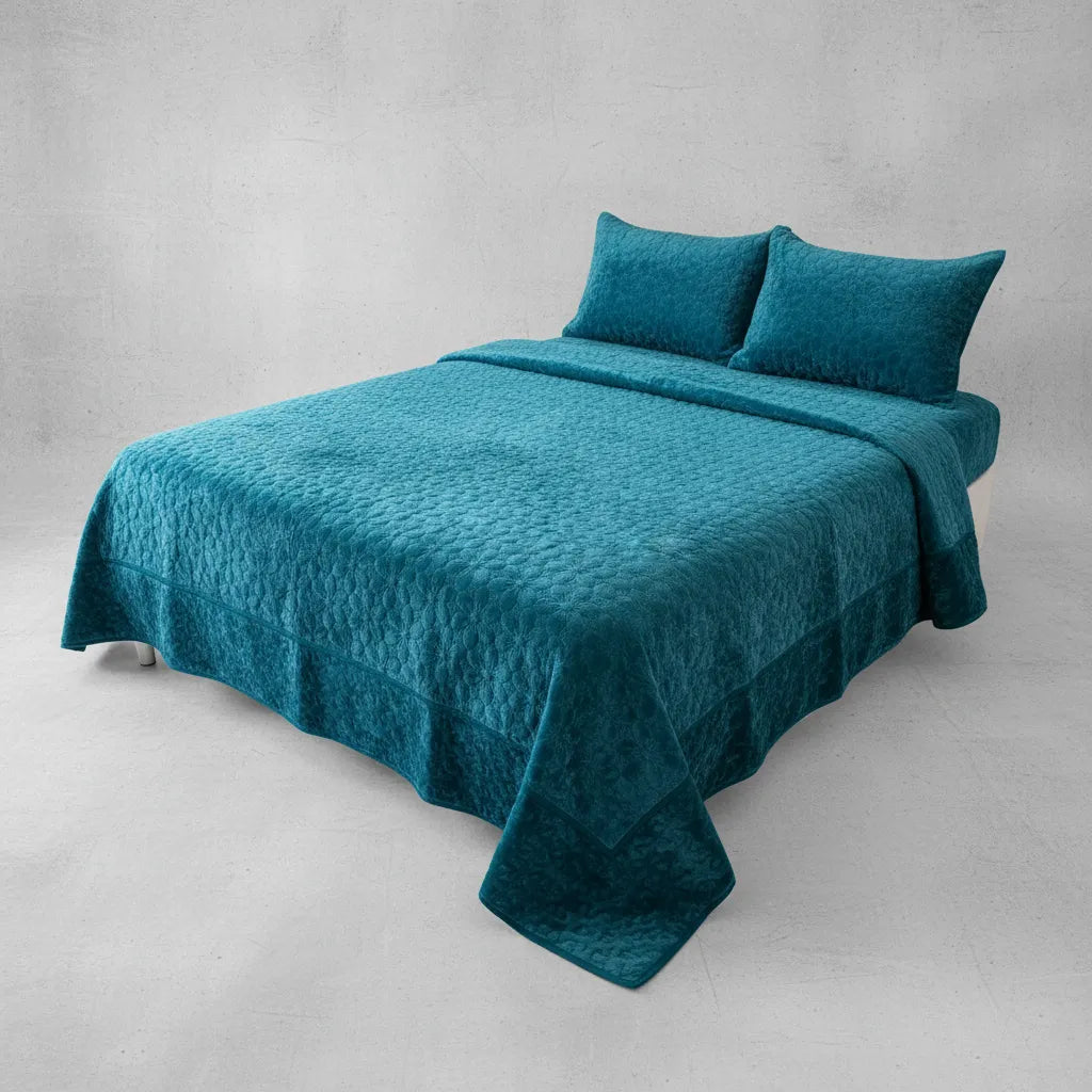 Cubrecama Terciopelo  Turquesa | Suave, Elegante y Abrigador