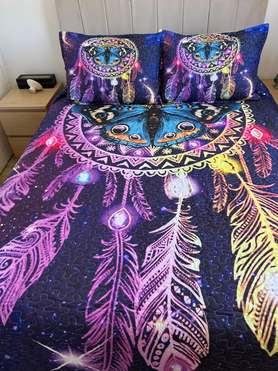Cubrecama De Verano 2 Plazas Diseño Atrapasueños + 2 Fundas