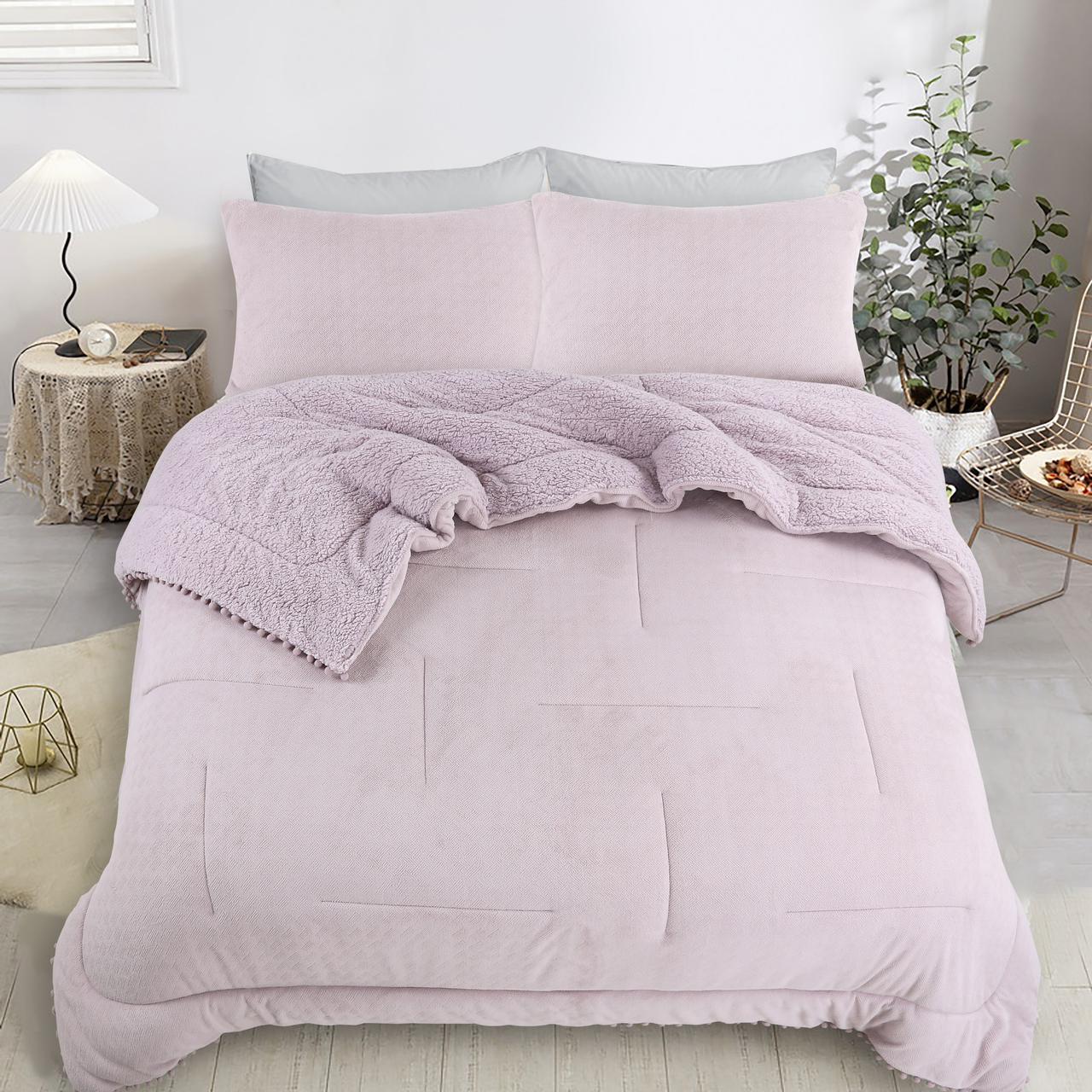 Cubrecamas  pom pom 2 plazas   polar con chiporro