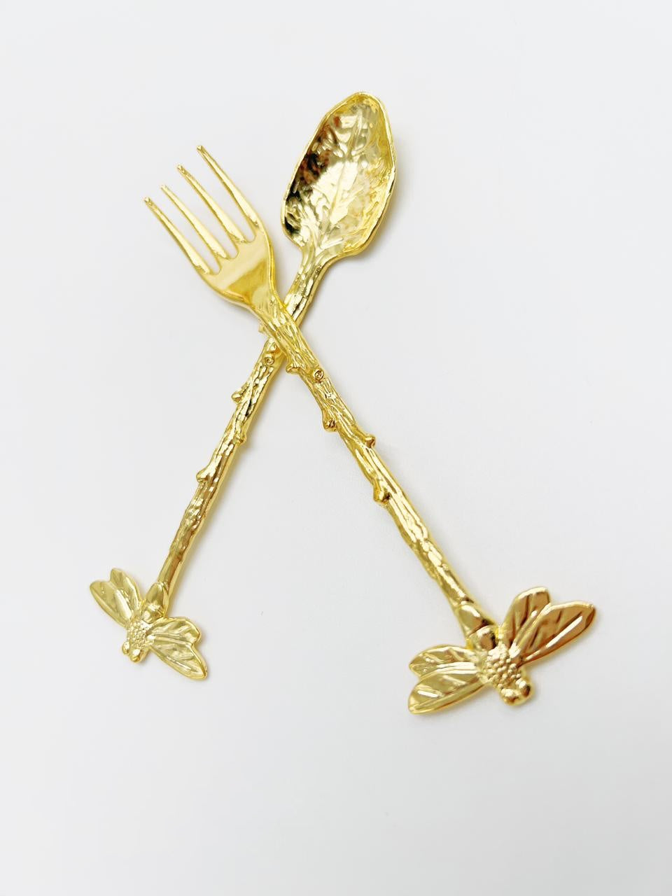 set de 6 tenedores o cucharas para picoteo, diseño libelula