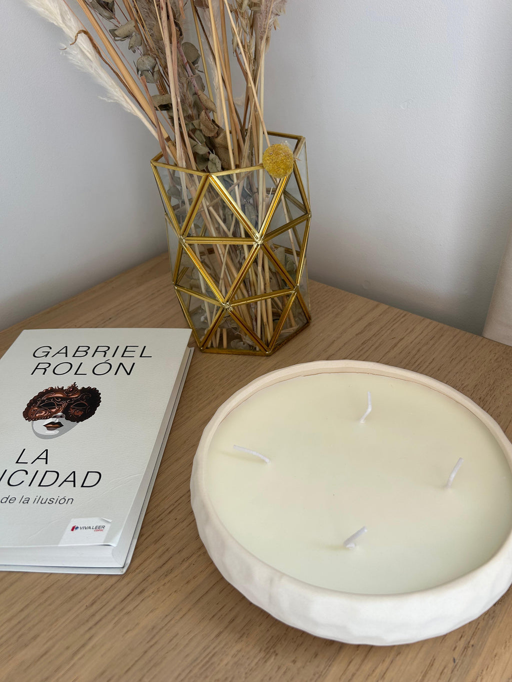 Vela Minimal Nieve Cuenco Blanco Redondo Y Bajo