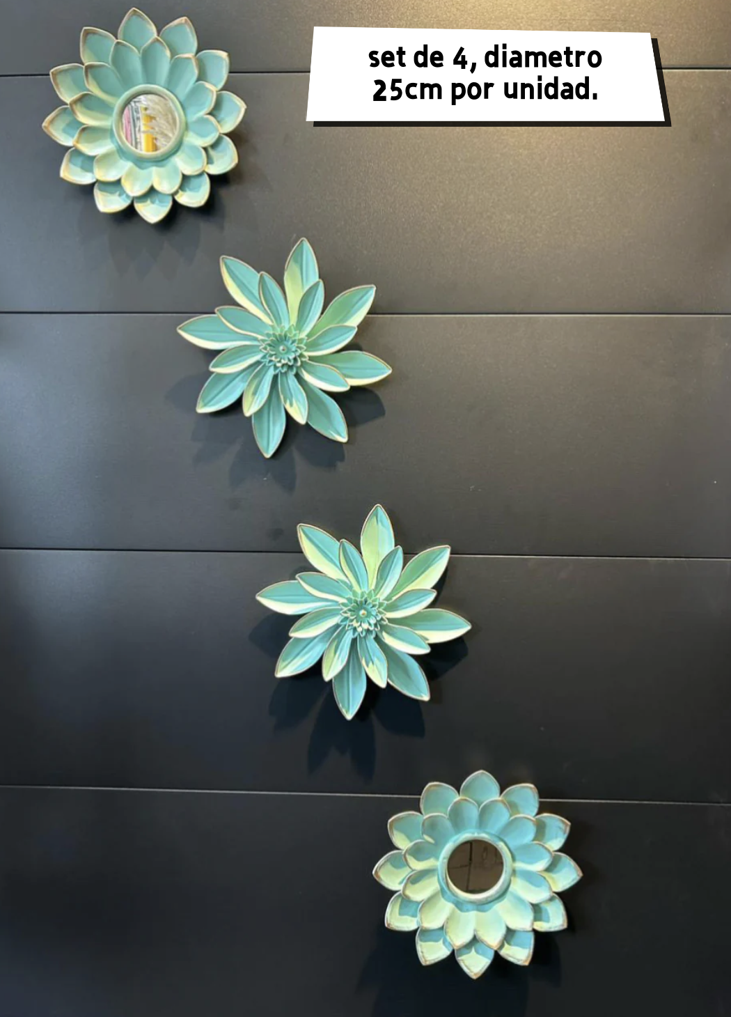 Set  de 4,  flores y espejos / nuevo diseño