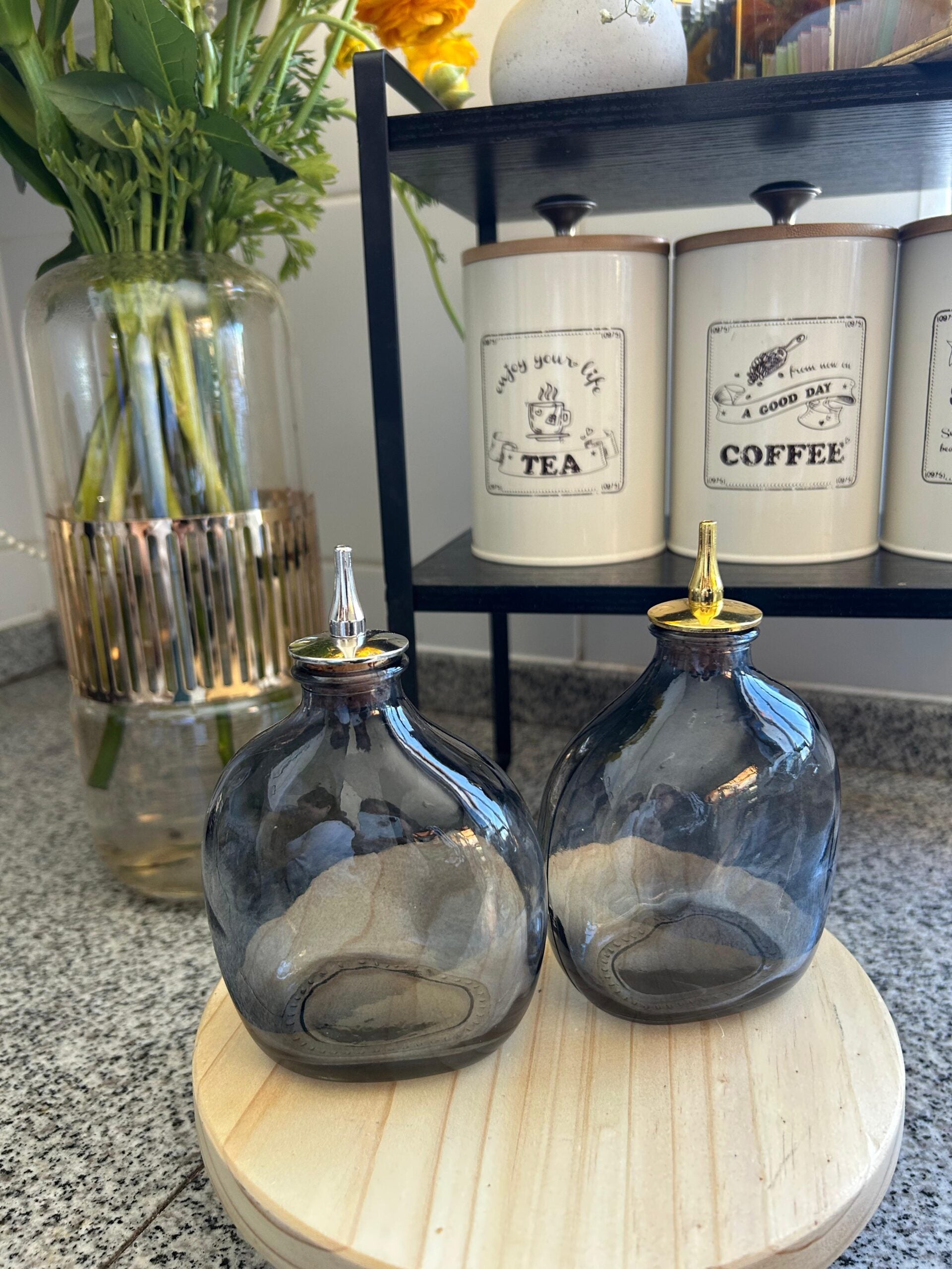 Dosificador de  endulzante, vidrio  Modelo A, negro.