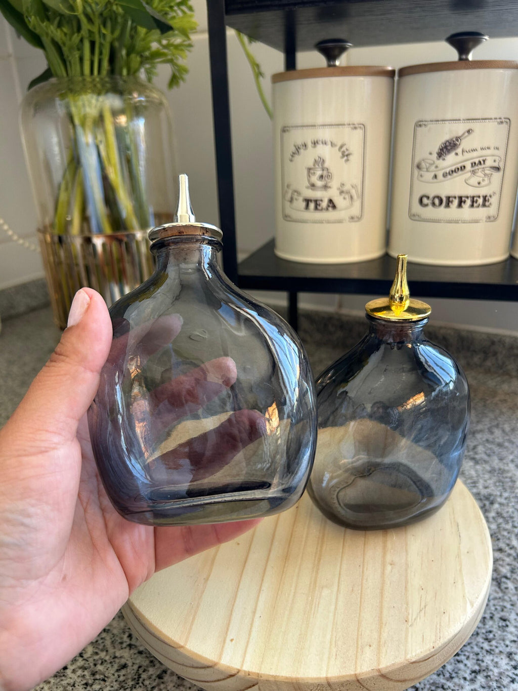 Dosificador de  endulzante, vidrio  Modelo A, negro.