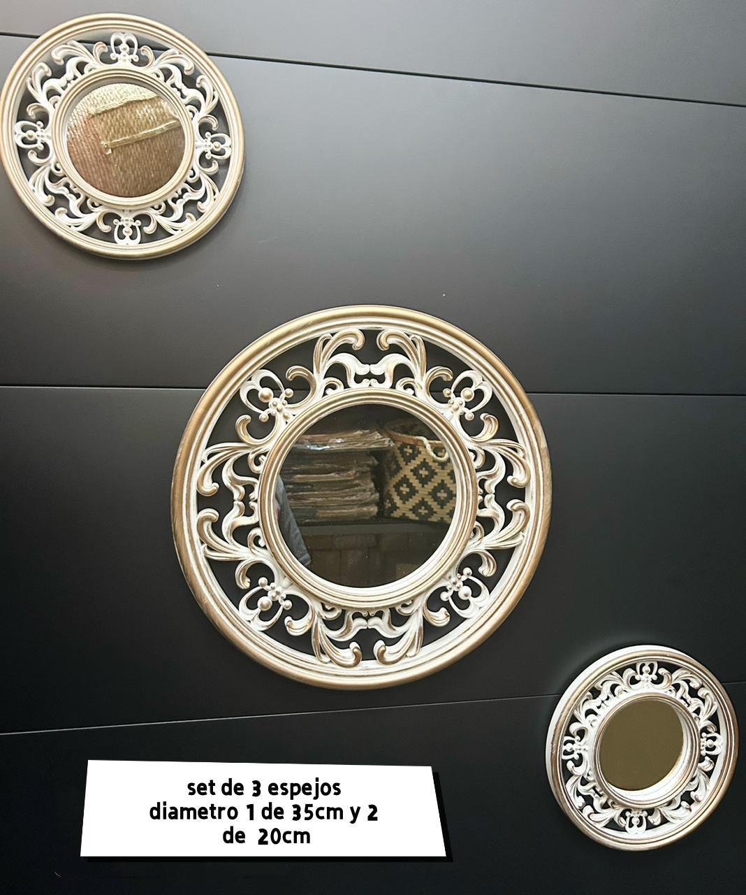 Set de 3 espejos circulo con diseño
