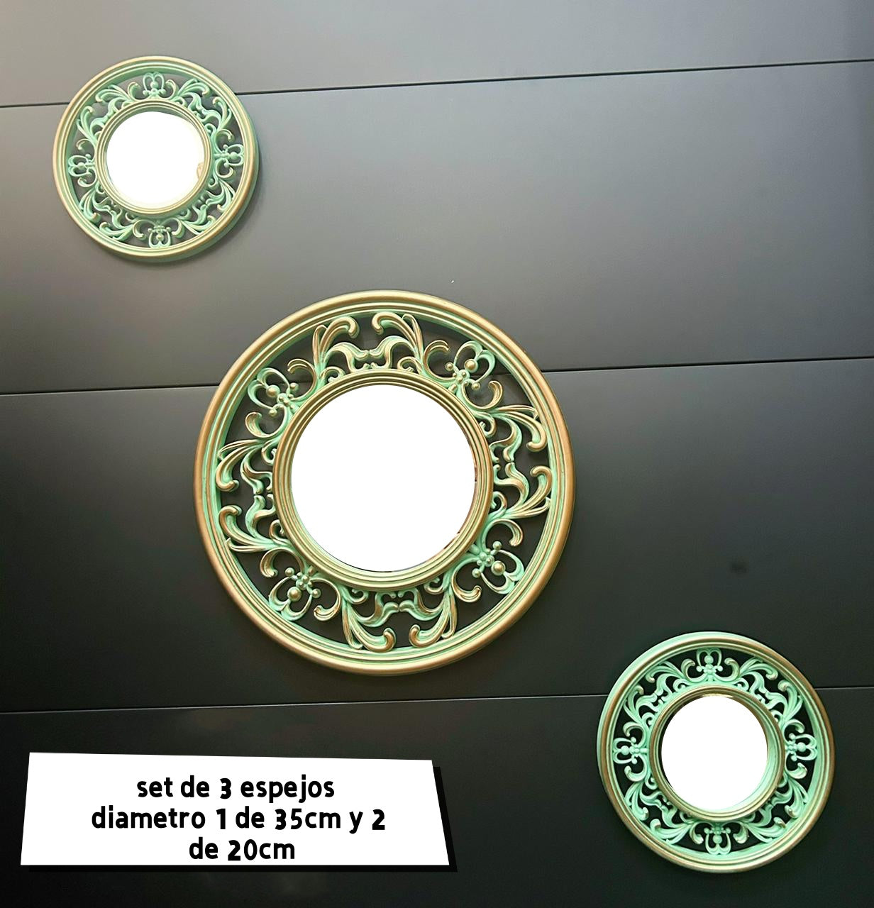 Set de 3 espejos circulo con diseño