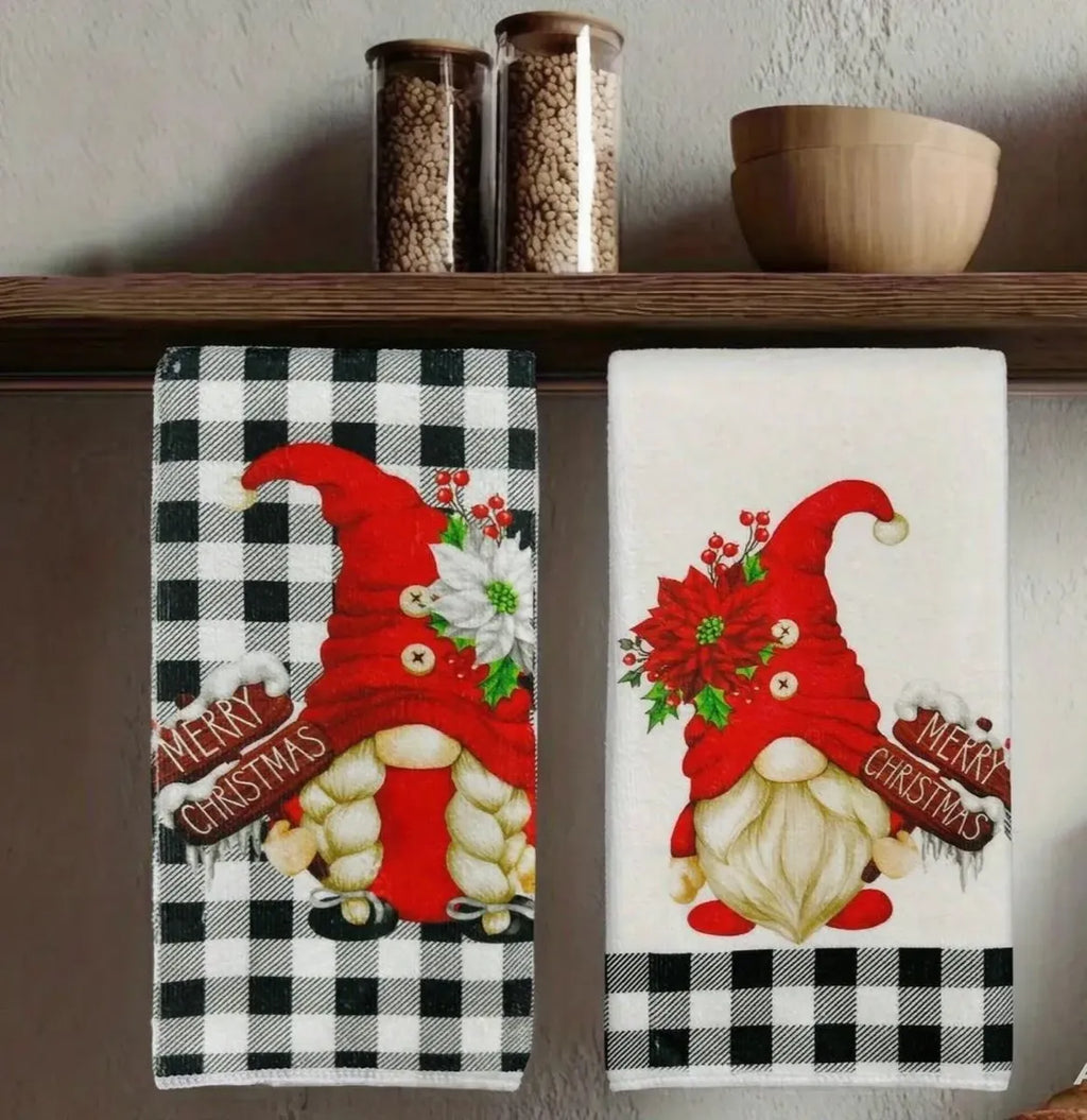 Set 2 Paños De Cocina Navideños 45 × 70 Cm · Duendes