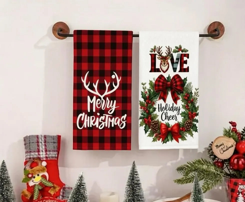 Set 2 Paños De Cocina Navideños 45 × 70 Cm · Escocés