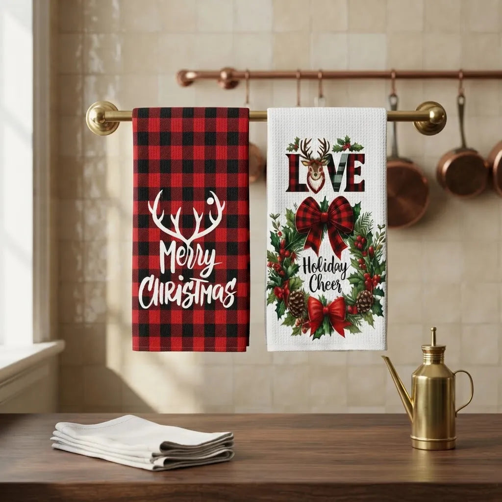 Set 2 Paños De Cocina Navideños 45 × 70 Cm · Escocés