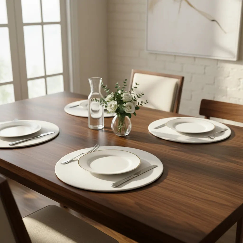 Individuales Redondos Repelentes con Base MDF Beige