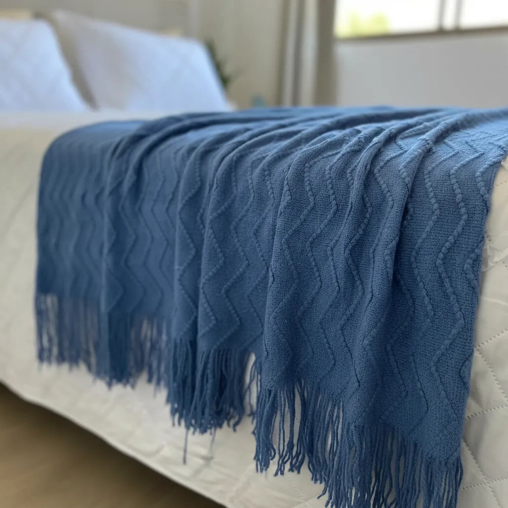 Manta Tejida 120x220 cm azul