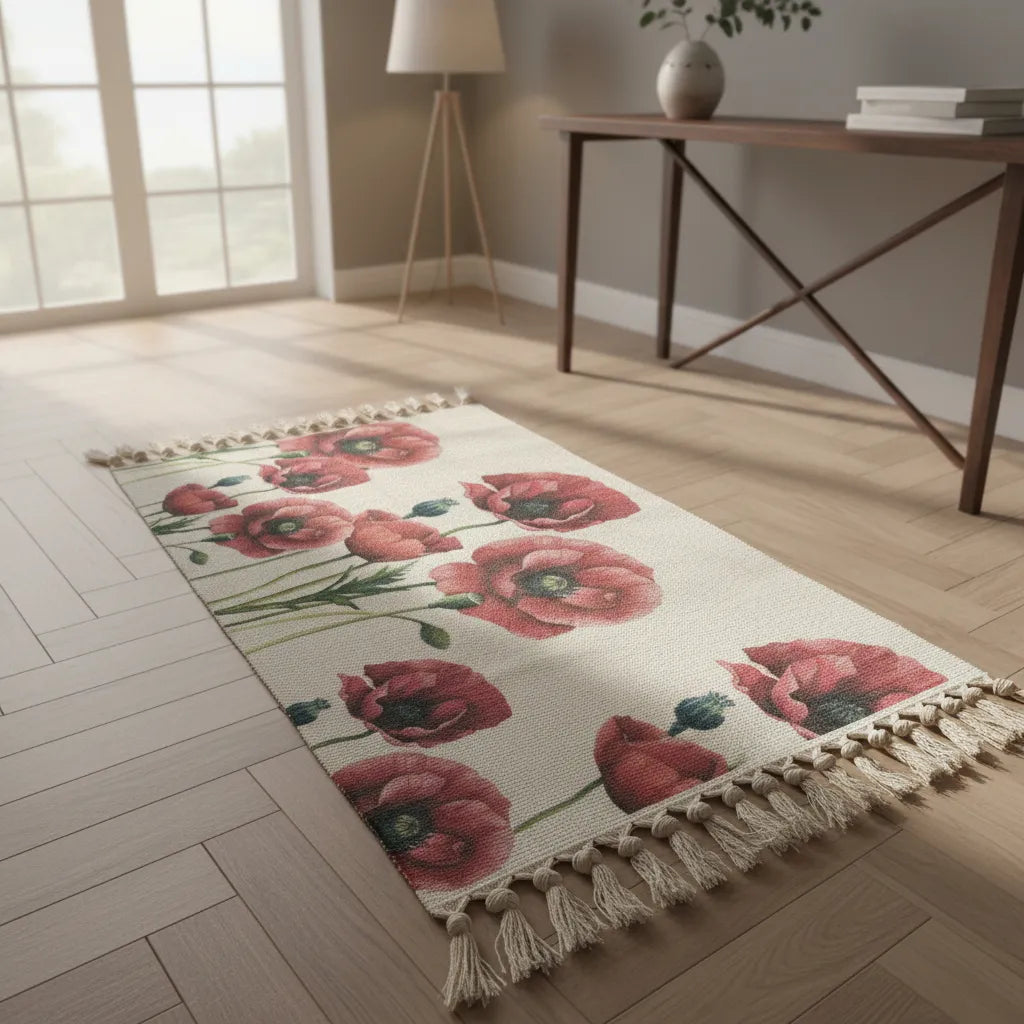 Alfombras Kilim 90 cm x 60 cm, diseño  Amapola