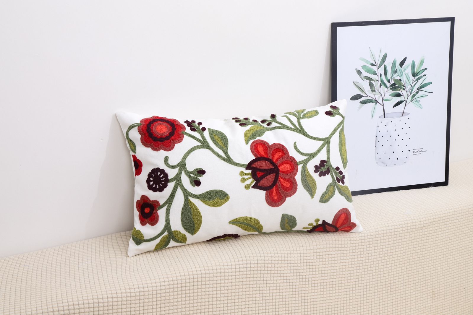 Fundas de cojines bordadas en 45x45cm y 30x50cm