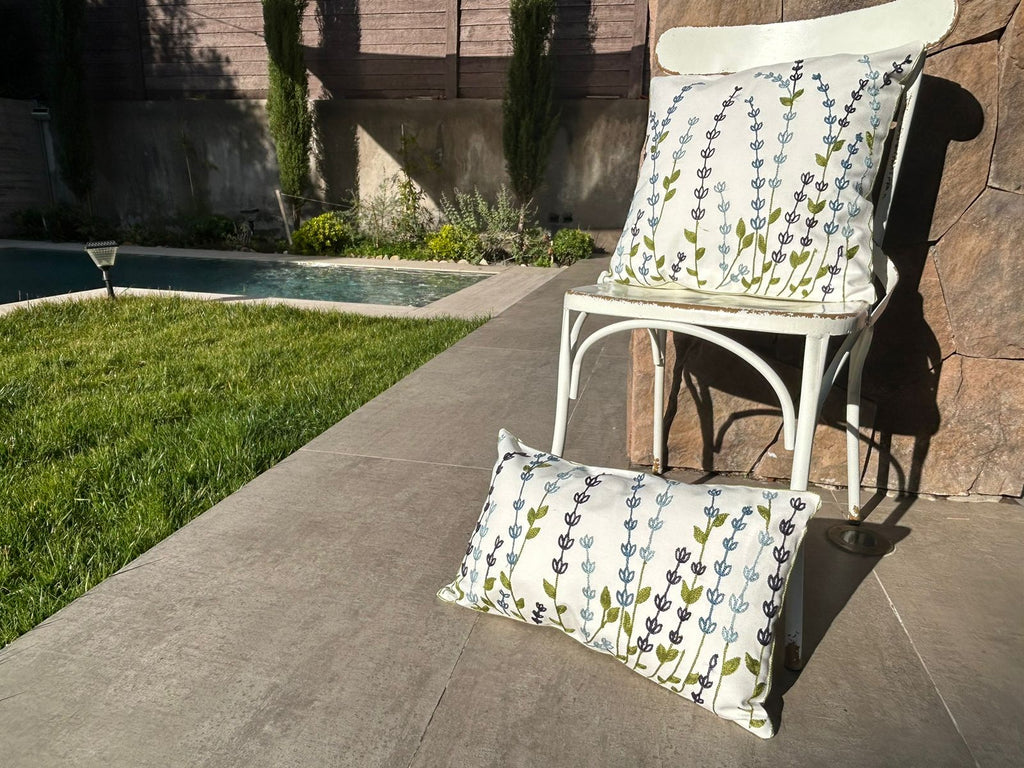 Fundas de cojines bordadas en 45x45cm y 30x50cm