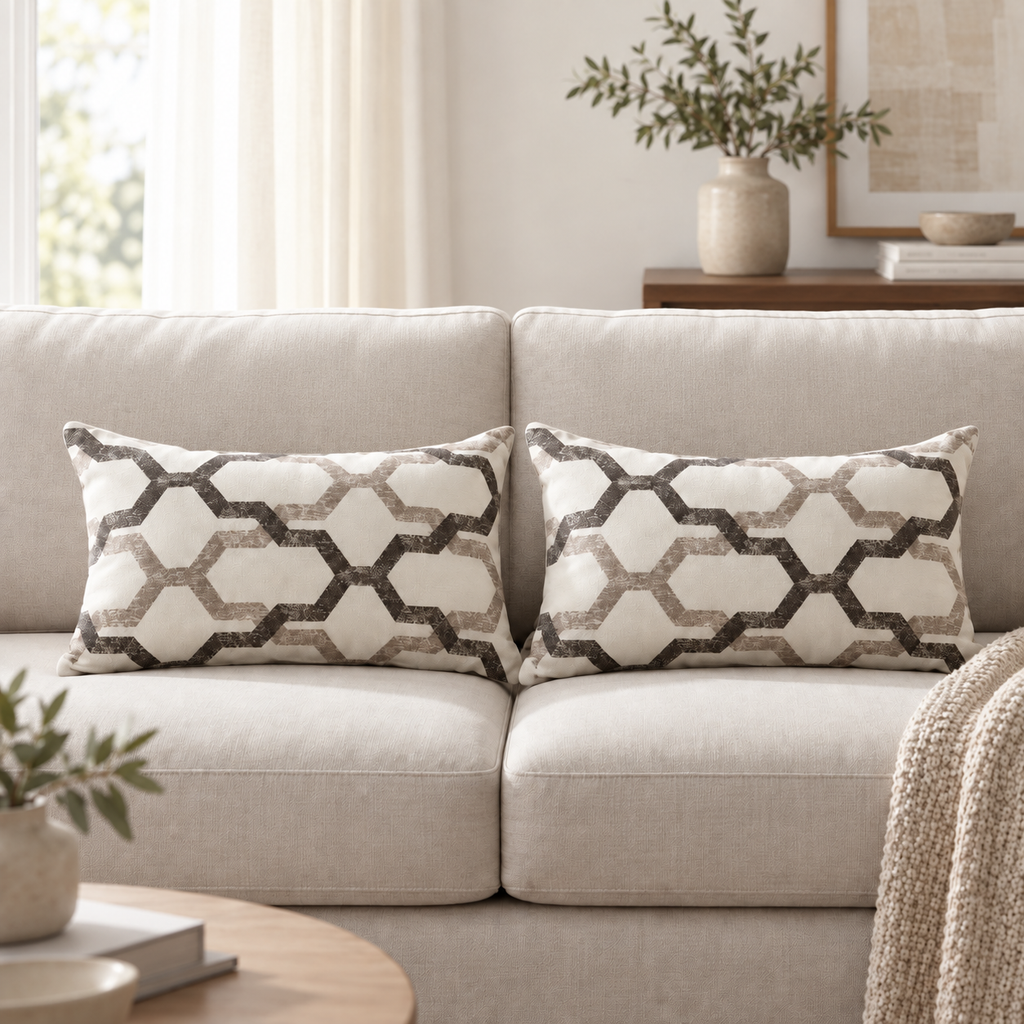 Set De 4 Cojines Decorativos · Chenille Y Geométricos