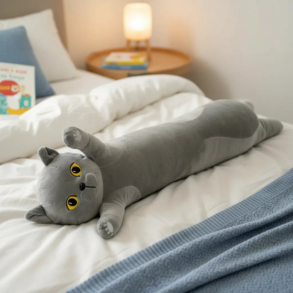 Peluche Gato Largo  · Afelpado Extra Suave  Gris