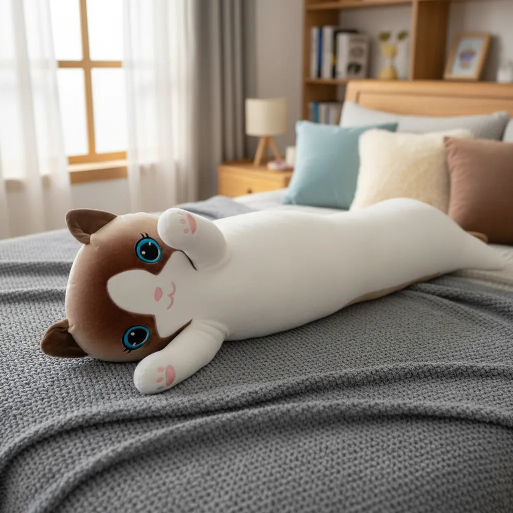 Peluche Gato Largo  · Afelpado Extra Suave Blanco