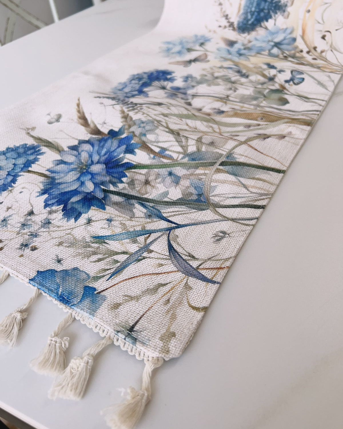 Camino de Mesa Doble Estampado Floral · Lino · 230x35 cm