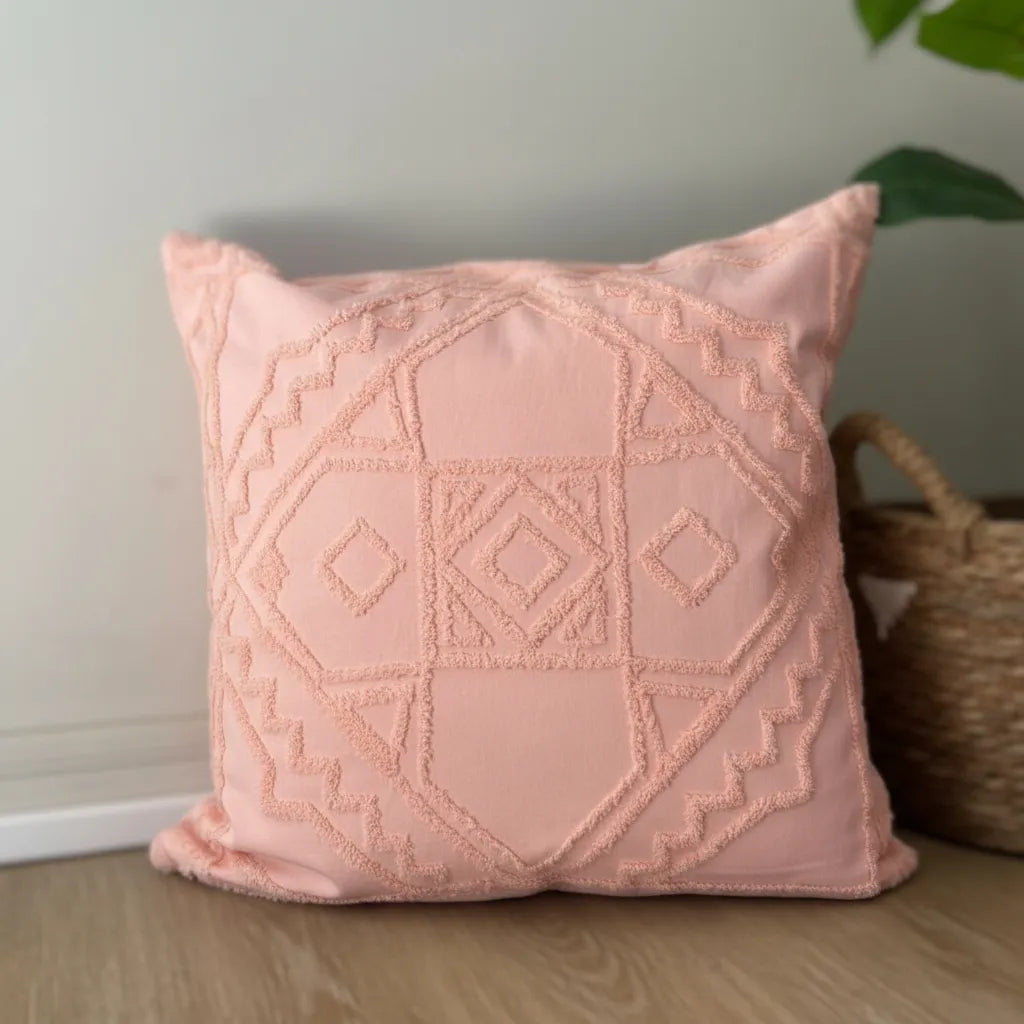 Fundas de cojines bordadas, Rosa (bordado geométrico)