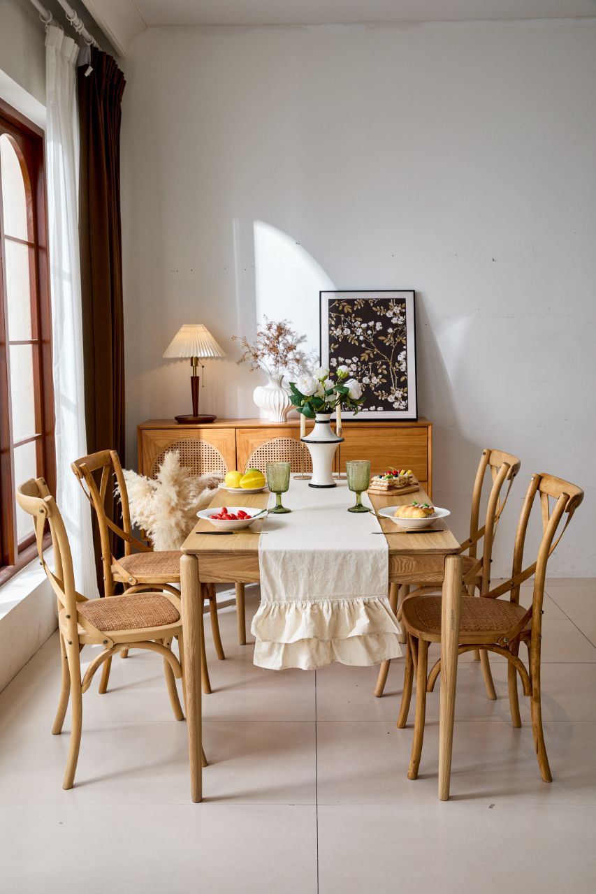 Camino de mesa lino color beige