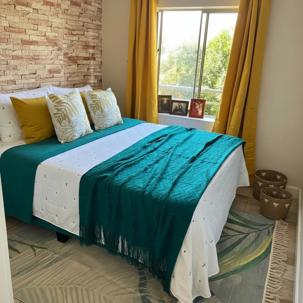 Set Renovación Dormitorio 2 Plazas Mostaza | 10 Piezas · Proyecto Real