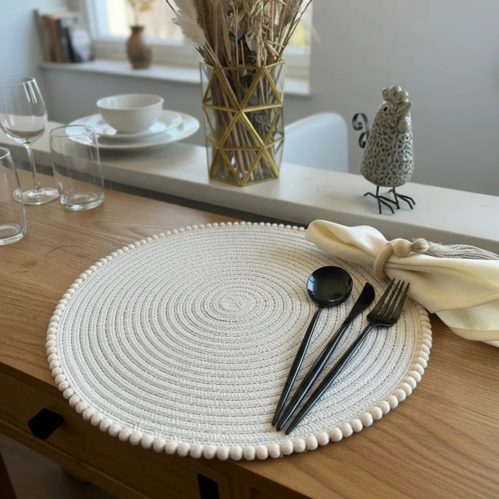 Individuales con pom pom