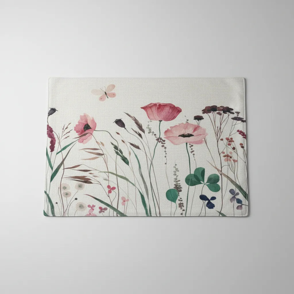 Set de 6 individuales repelentes en  lino, flor