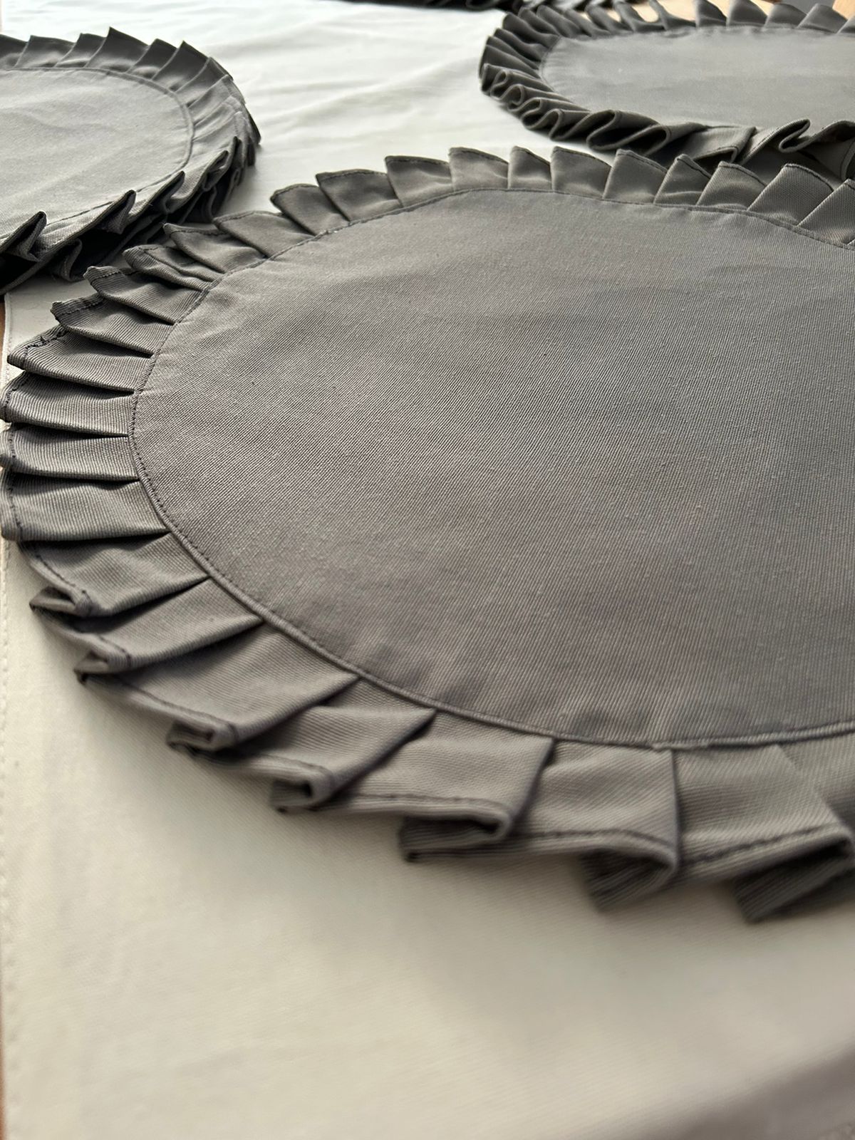 set de 6  indivuales redondos con vuelos, repelentes