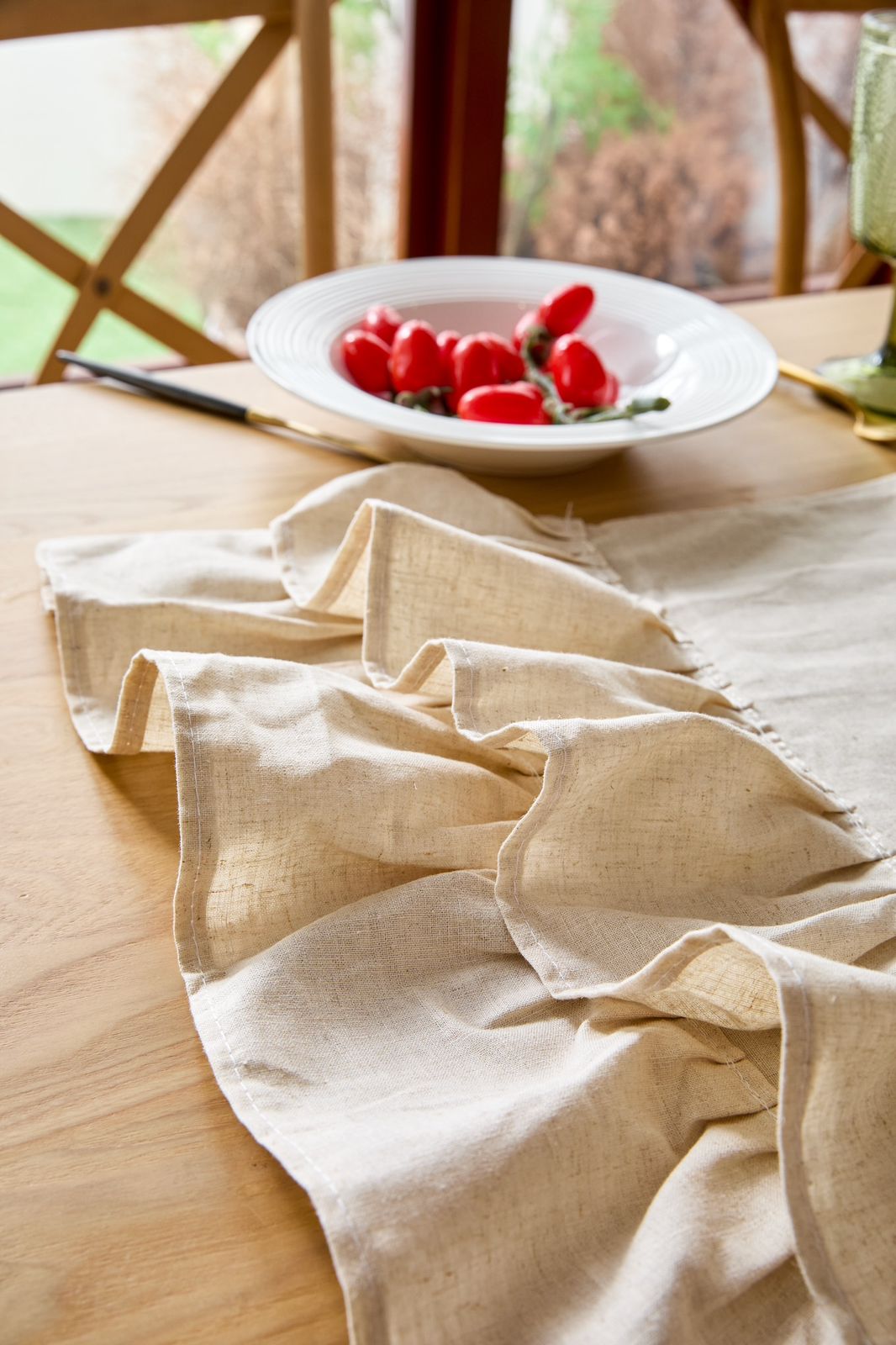 Camino de mesa lino color beige