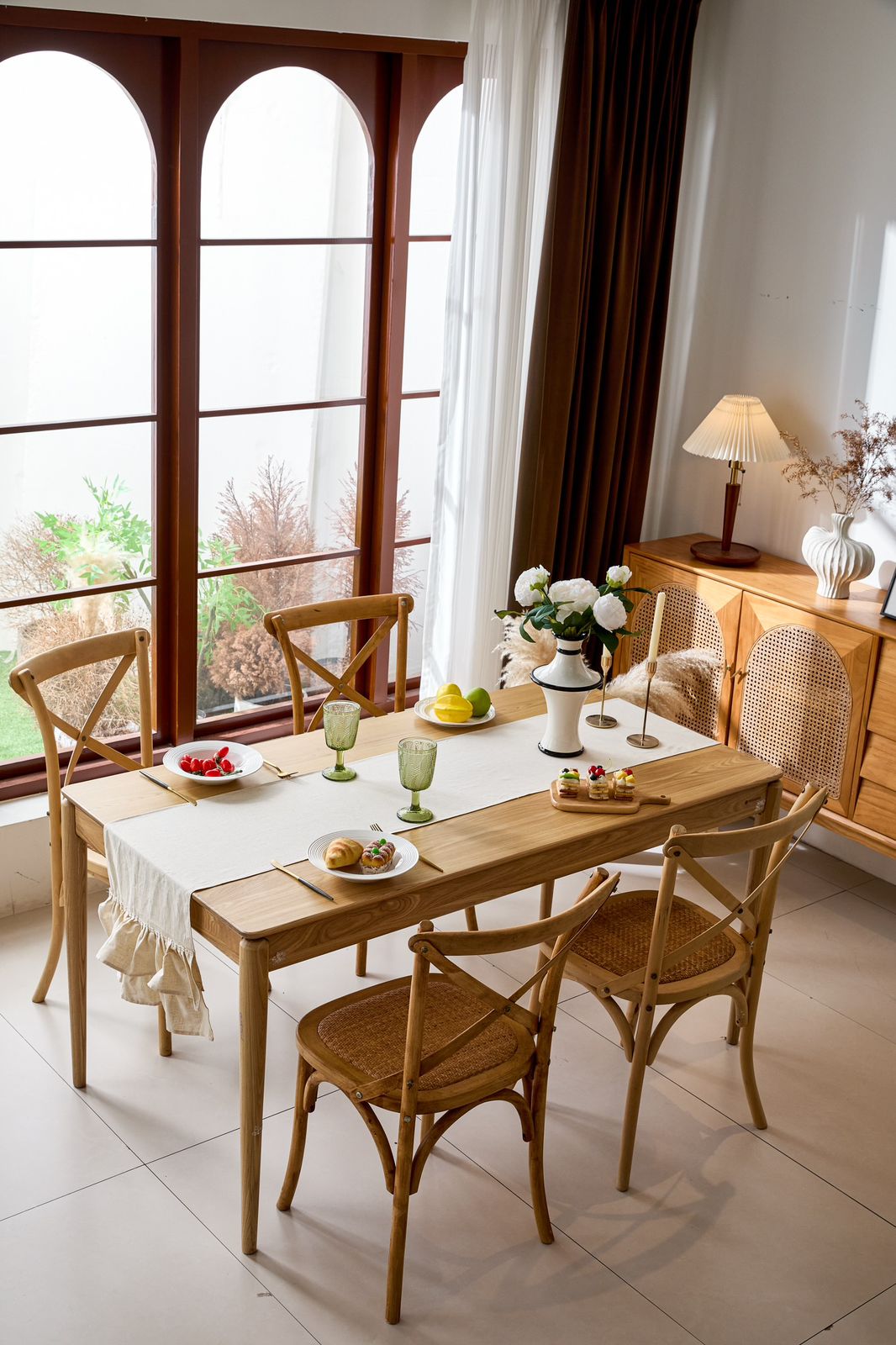 Camino de mesa lino color beige