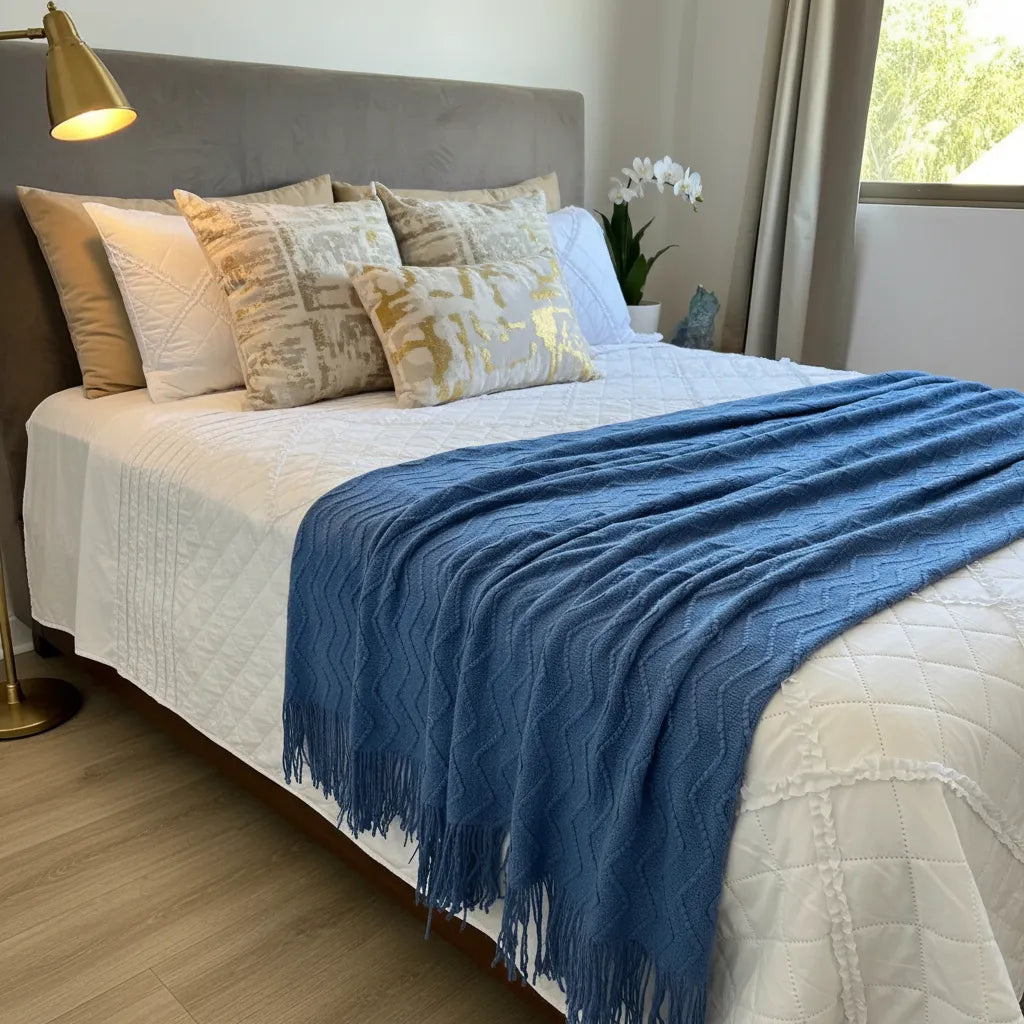 Manta Tejida 120x220 cm azul