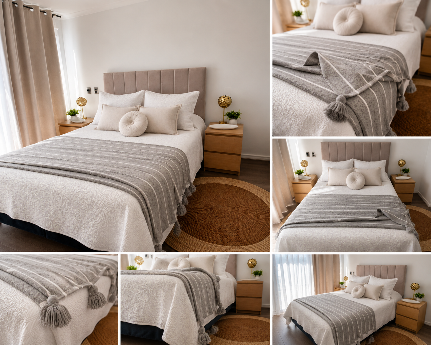 Manta Decorativa de Lana con Borlas · Piecera para Cama y Sofá · Estilo Natural