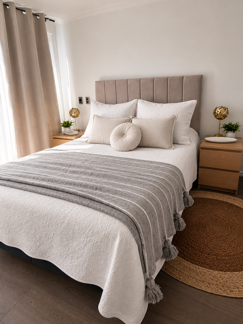 Manta Decorativa de Lana con Borlas · Piecera para Cama y Sofá · Estilo Natural