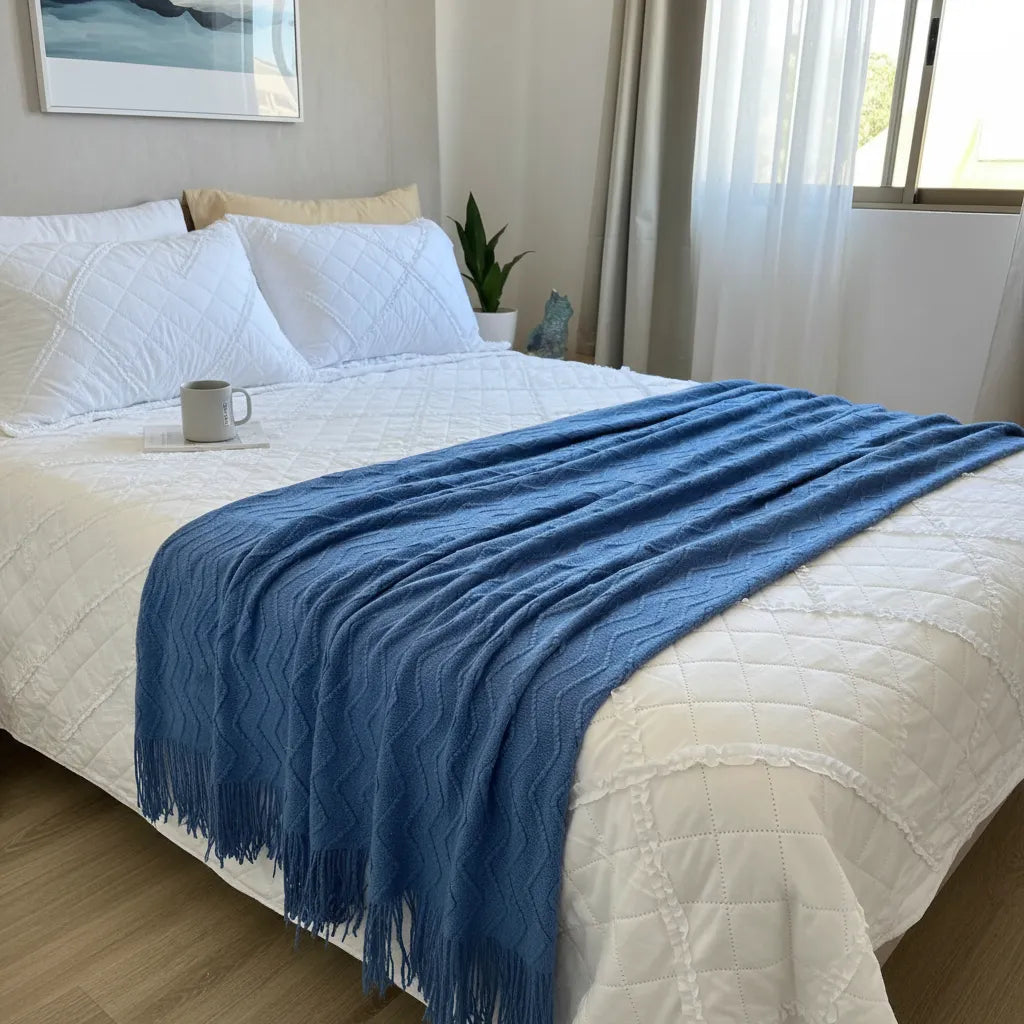 Manta Tejida 120x220 cm azul