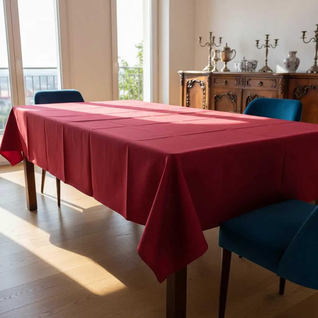 Mantel Repelente · Mesa 6 Puestos · Rojo