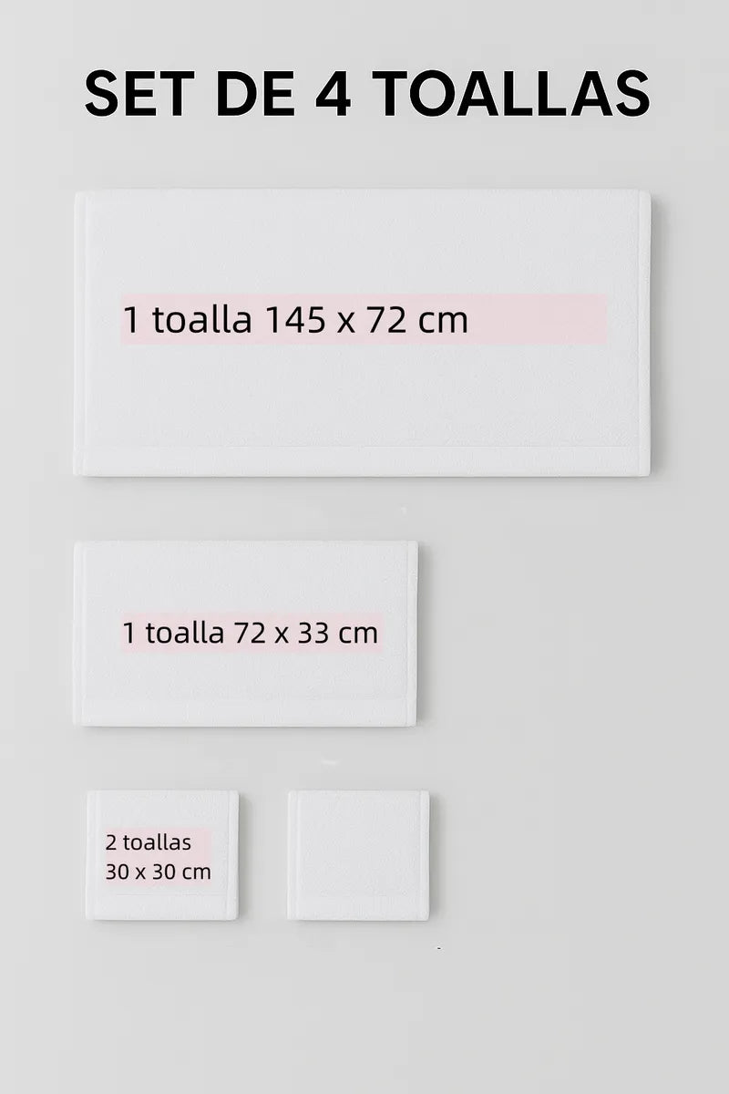 Set De Toallas Microfibra Premium Rayas Gris - 4 Piezas