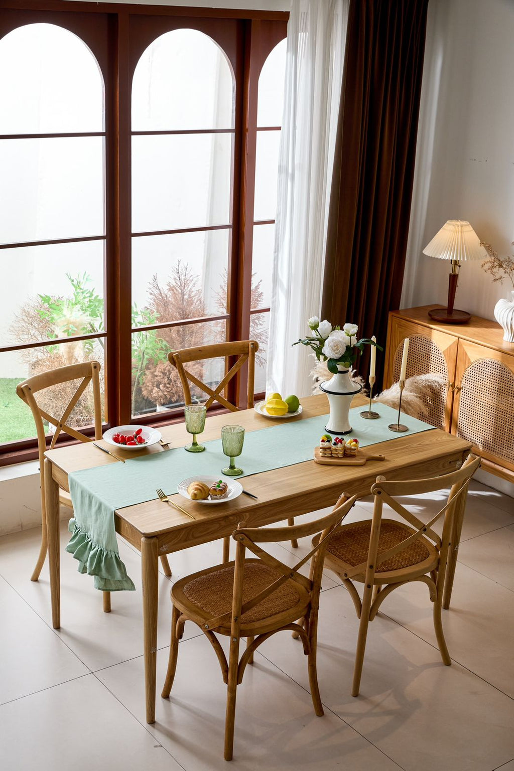 Camino de mesa lino color menta