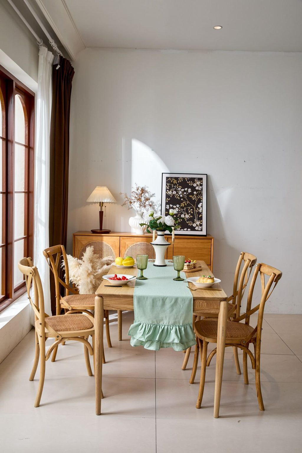 Camino de mesa lino color menta