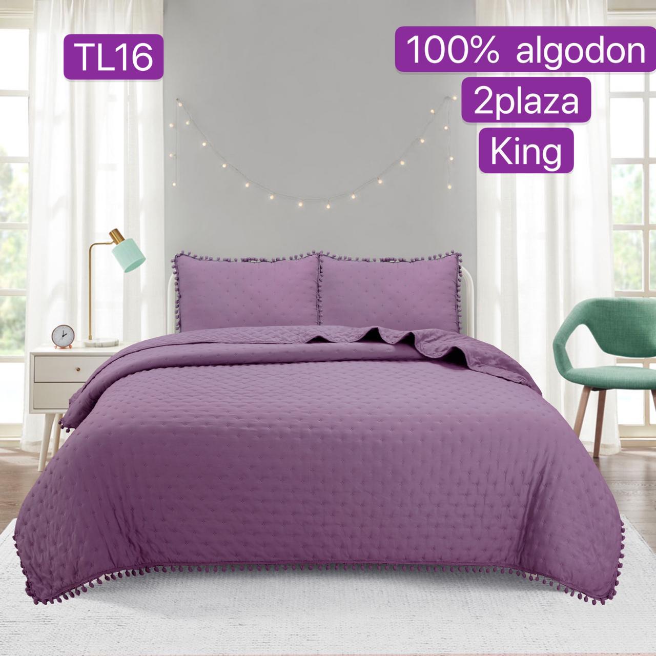 Cubrecamas Algodón con pom poms