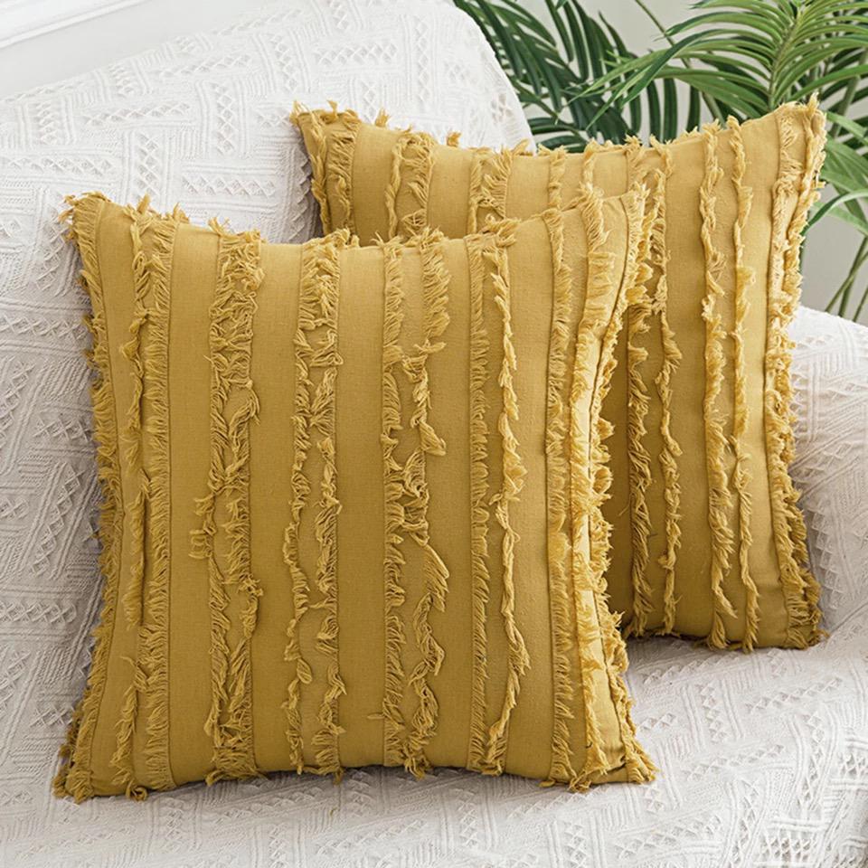 Fundas de cojines, con flequillos